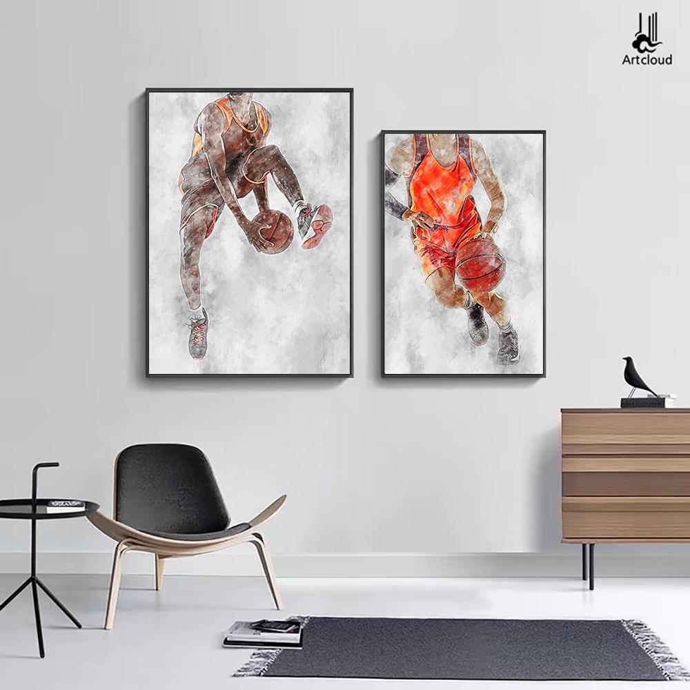 Баскетбольные спортивные постеры Баскетбольные спортивные звезды настенная живопись на холсте Современная гостиная украшения дома фотографии настенная живопись