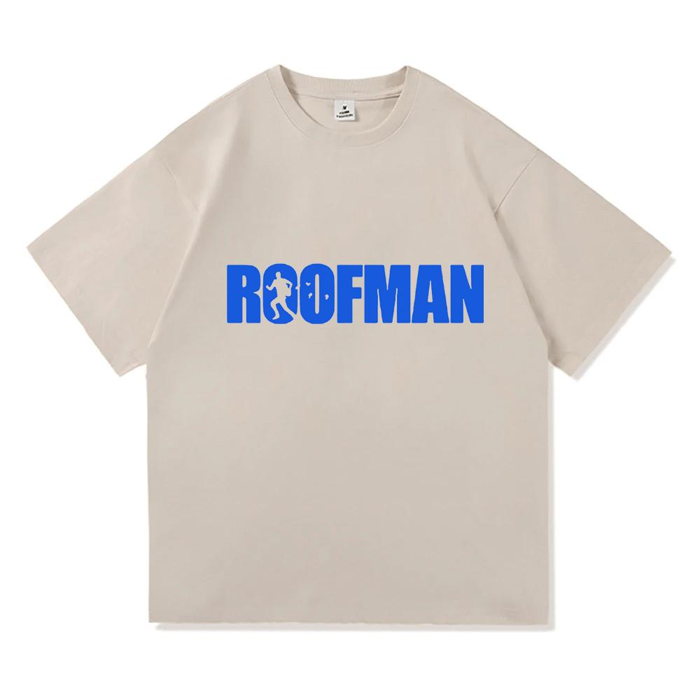 Футболки с графическим принтом Roofman на крыше, короткий рукав, хлопок, свободный крой, мужская футболка, унисекс, уличная мода, круглый вырез, модная повседневная женская футболка