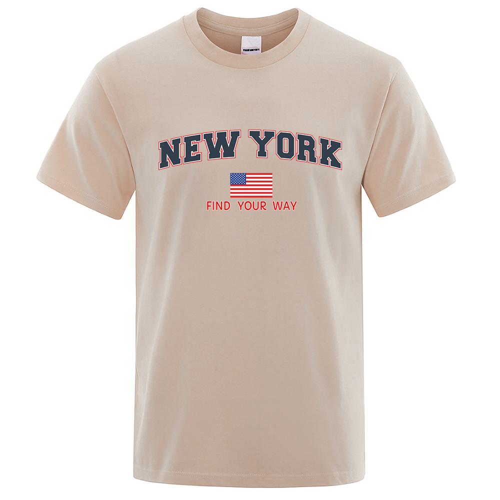 New York Find Your Way Usa Street Letter Футболки мужские свободные топы с рисунком Летняя футболка Модная свободная футболка Одежда
