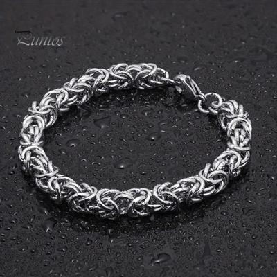 Браслет-цепочка унисекс с византийским узором, застежка-клип-карабин, нержавеющая сталь, полированная, толстая, легкая, хип-хоп, наручные украшения, шопинг, работа, вечеринка, свидание