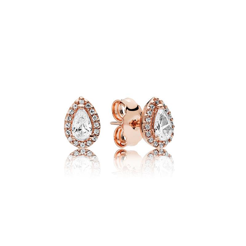 Серьги-гвоздики из стерлингового серебра 925 пробы с розовым золотом и маргаритками, серия «Цветок», вечная любовь, модные универсальные серьги