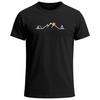 Mens Camping Print T-Shirt Casual Shirt Graphic Lineart Mountains Sun