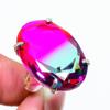 Кольцо из серебра 925 пробы с натуральным двухцветным турмалином, размер 8 f4T16