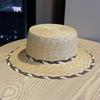 Korean-style seaside vacation flat-top hat for women, summer fresh and trendy straw hat, sun protection, beach woven hat