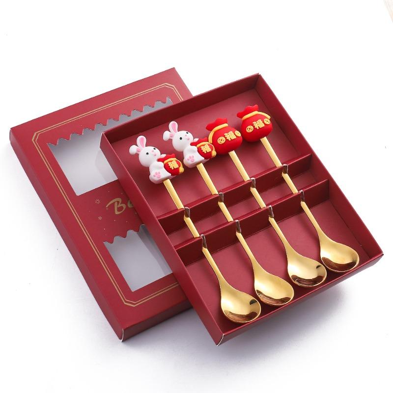 HANYANG Новогодний подарок, ложка, набор столовых приборов, кофейная ложка, фруктовая вилка, небольшой набор ложек