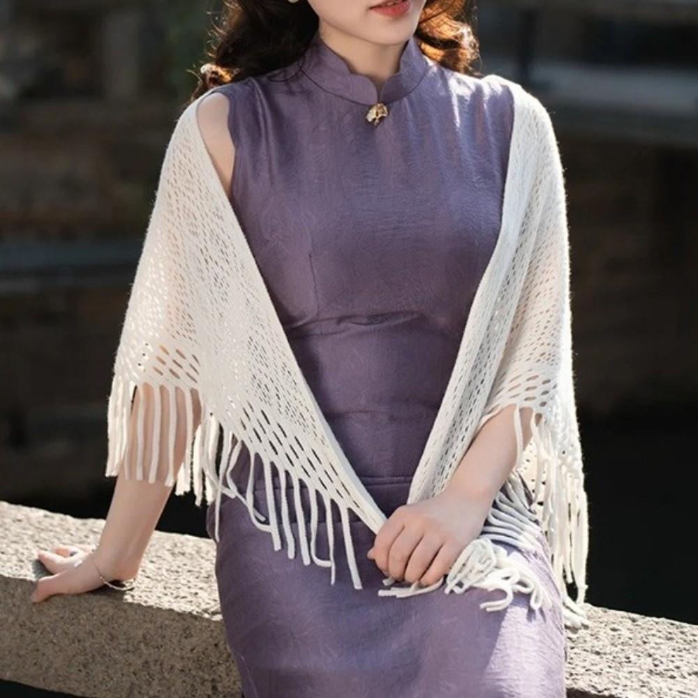 Handmade Women's Shawls Solid Color Fringes Wraps Creative Tassel Scarf Party Dinner