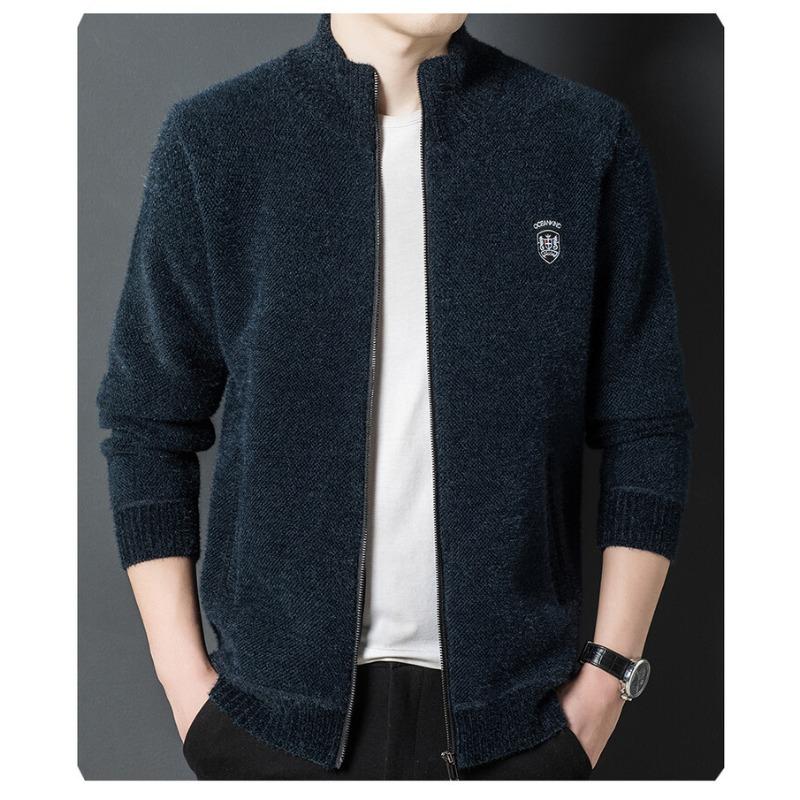 Новая осенне-зимняя куртка Ferret Plus Velvet для мужчин, модная и повседневная верхняя одежда, утолщенный и теплый вязаный кардиган Dad Knitted Cardigan для мужчин