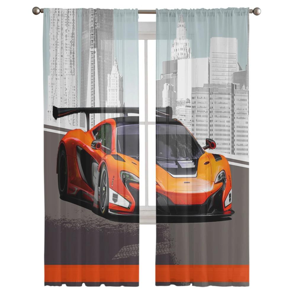 Городской спортивный автомобиль прозрачные шторы на окна для гостиной кухни детской спальни украшения шифон тюль вуаль подвесные шторы