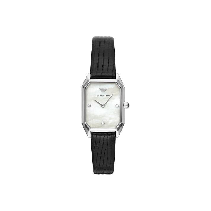 Emporio Armani Наручные часы Кварцевый механизм Кожаный ремешок 24 мм Циферблат цвета перламутра Женские часы AR11148-CLG