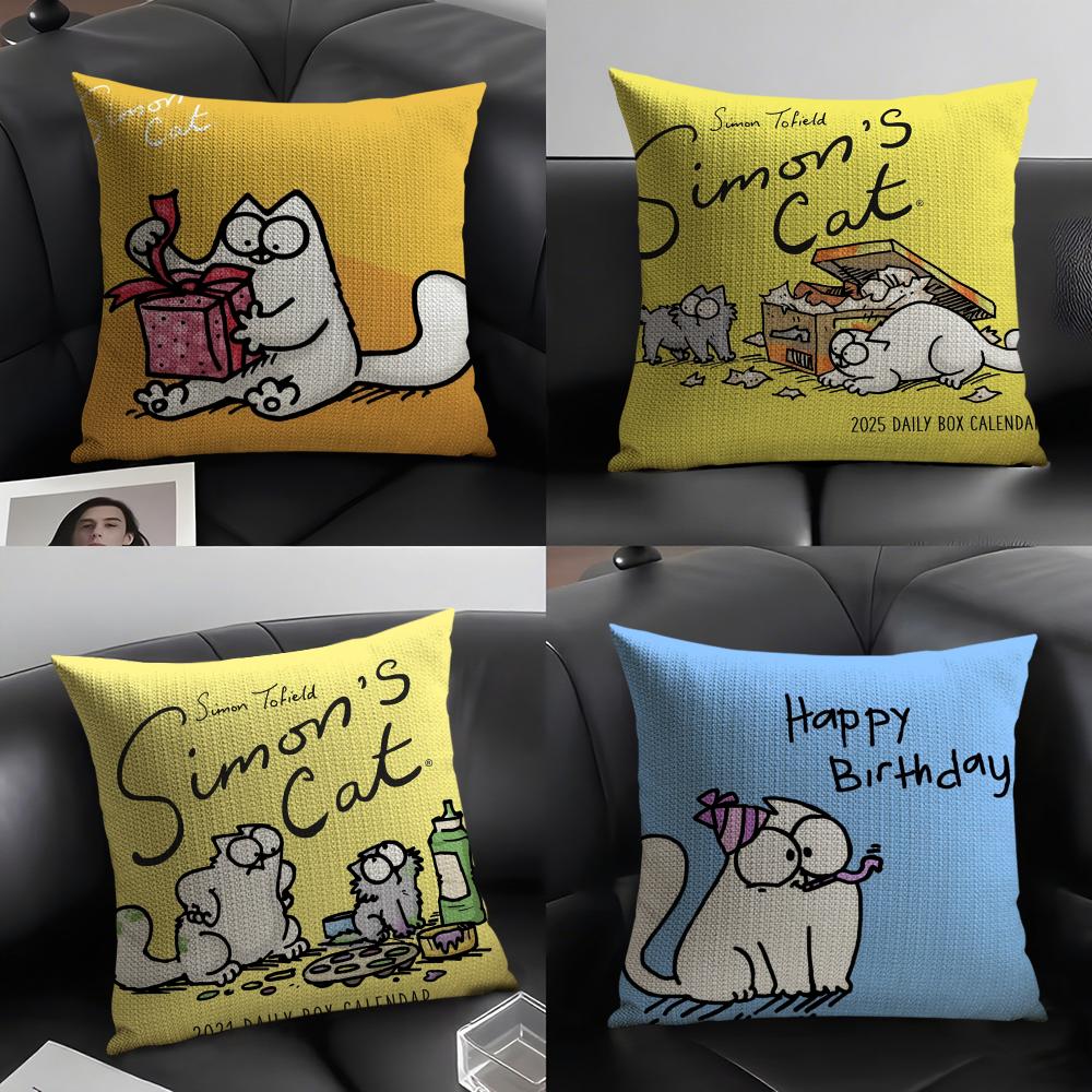 Cute Smart Cat Cartoon SSimons Cat Pillow Case Pattern Printed Pillowcase for Living Room Sofa Cushion Cover Bedroom Decor