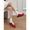 Версия из коровьей кожи~ Натуральная кожа плоская подошва круглый носок ретро красный женские шнуровка универсальные кеды повседневная обувь