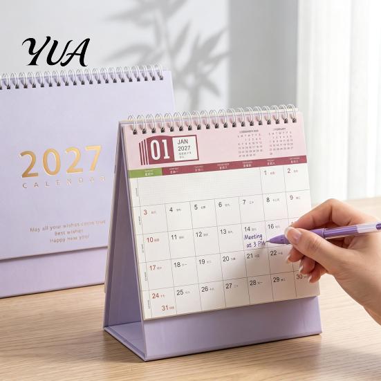 Large Daily Schedule Organizer Desk Calendar 2026-2027, Oct 2026-Dec 2027 14-Month Calendar, Stable Triangular Base Desktop for Planning, Organizing