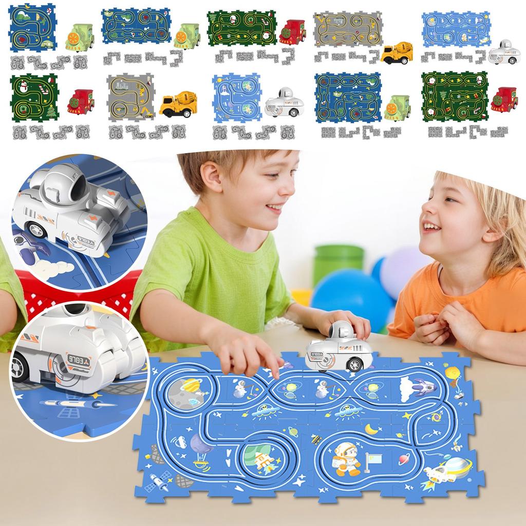 Космическая головоломка железнодорожная машина электрическая головоломка DIY мальчик автомобиль рождественская железнодорожная игрушка поезд