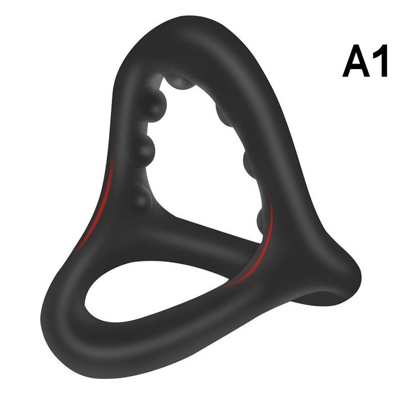 With Massage Beads Delayed Ejaculation Sex Toys For Men Silicone Penis Rings Cock Ring Erection Enhancing Triangular Penis Ring