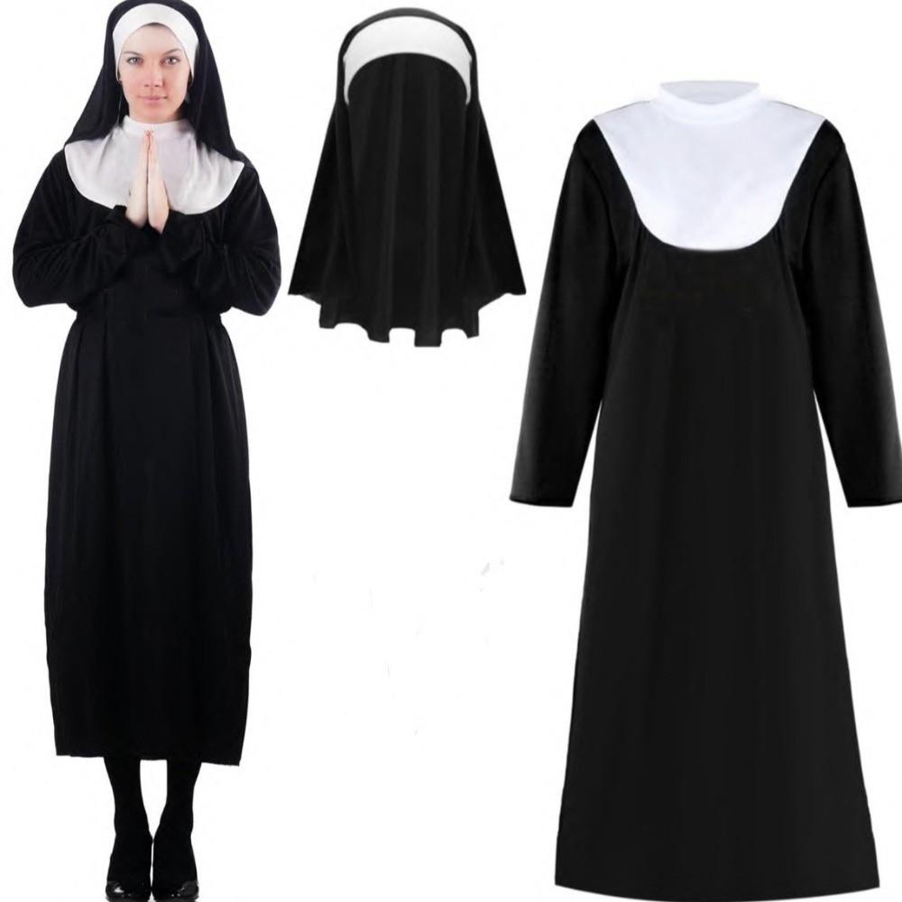 Black Father's Clothing Adult Size Cosplay Costume Gothic Style Nun Costume  Cosplay Events