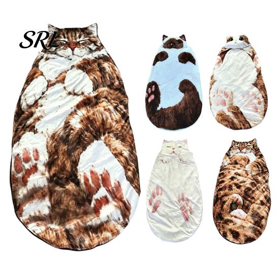 Durable Sleeping Bag Plush Cat Envelope Bag, Winter Slumber for Men Women, Animal Nap Mat Sack Home Travel
