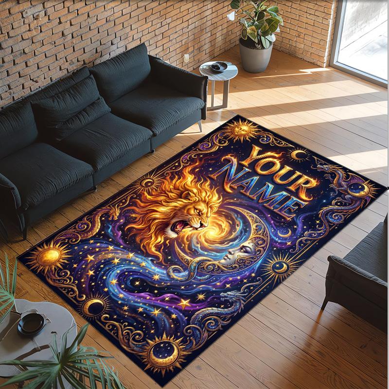 Cosmic Theme Crystal Velvet Floor Rug Personalized Custom Name Text Warm Carpet Home Decoration