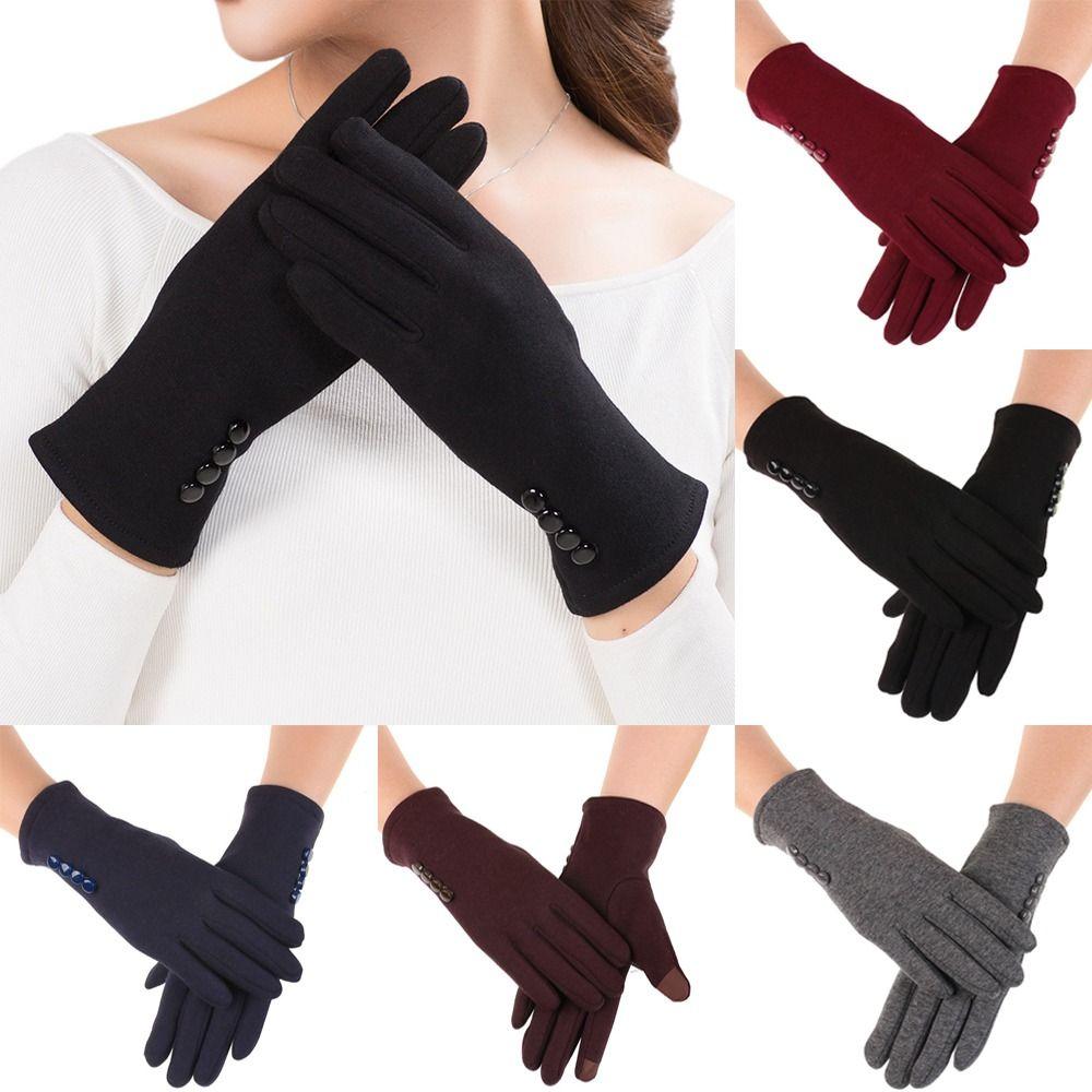 Solid Color Full Finger Mittens Thick Plush Warm Golves Furry Warm Mitts  Outdoor Sport