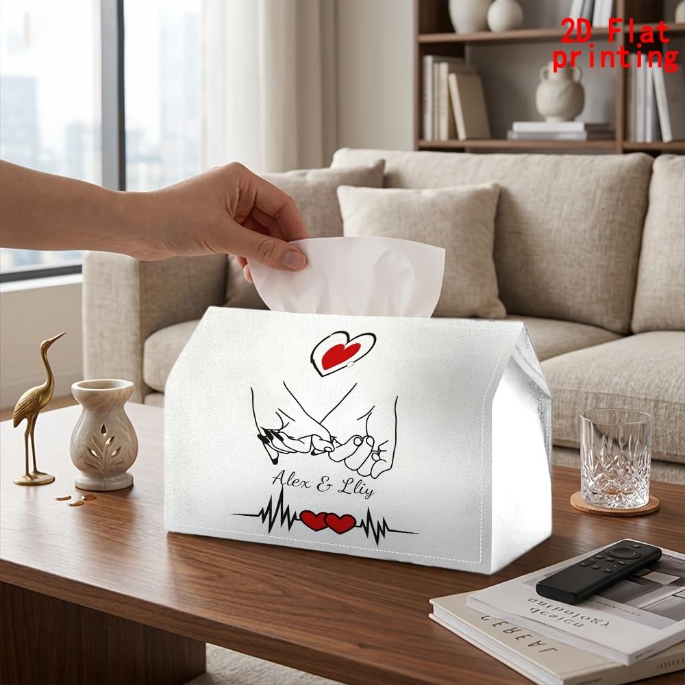 1pc Heart-Shaped Tissue Box Suitable for Kitchen, Car & Bedside Storage - Reusable Napkin Dispenser with Hand-Holding Hearts, Compact Holder for Tissu