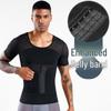 Men's Summer Chest Binder & Waist Trainer: Tummy Control Shaping Undershirt, Short Sleeve Fitness Wear NY144