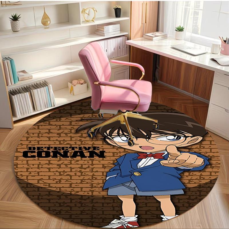 Detective Conan Print Round Rug, Washable Floor Carpet, For Entryway Dorm Laundry Room Office Study, Home Decor Birthday Christmas Gift