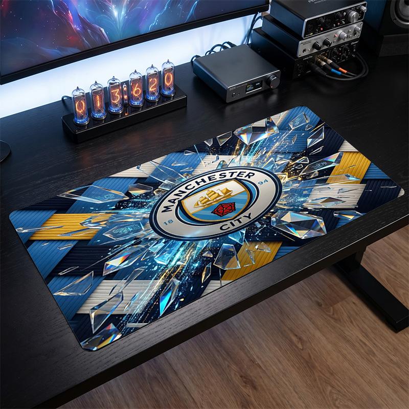Большой игровой коврик для мыши с принтом Manchester City, нескользящий мягкий резиновый коврик для рабочего стола, декор для офисного ноутбука