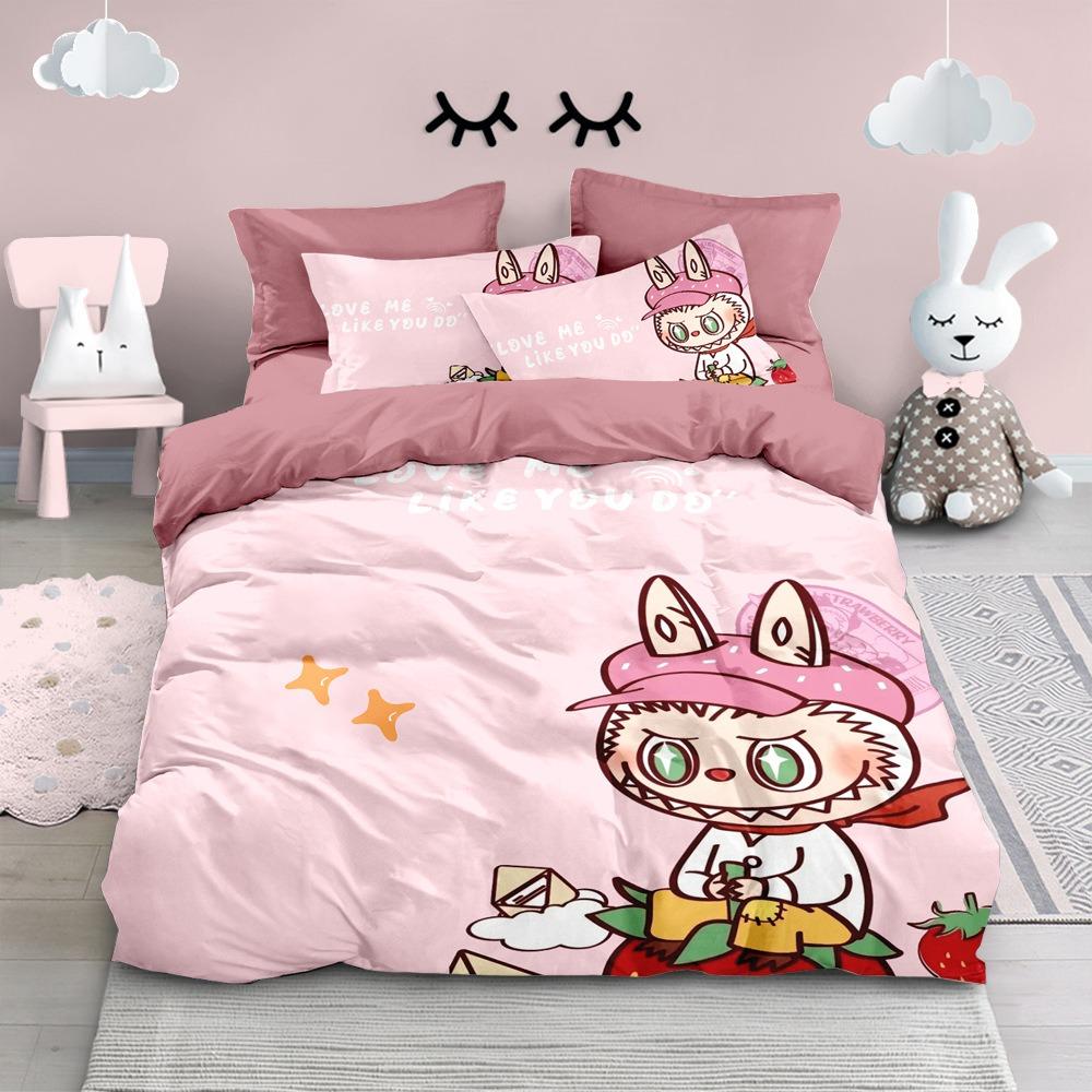 Мультяшный комплект постельного белья Rabu, милый принт, пододеяльник, наволочка, подходит для детей, мальчиков, девочек, подростков, комплект пододеяльника, роскошные подарки