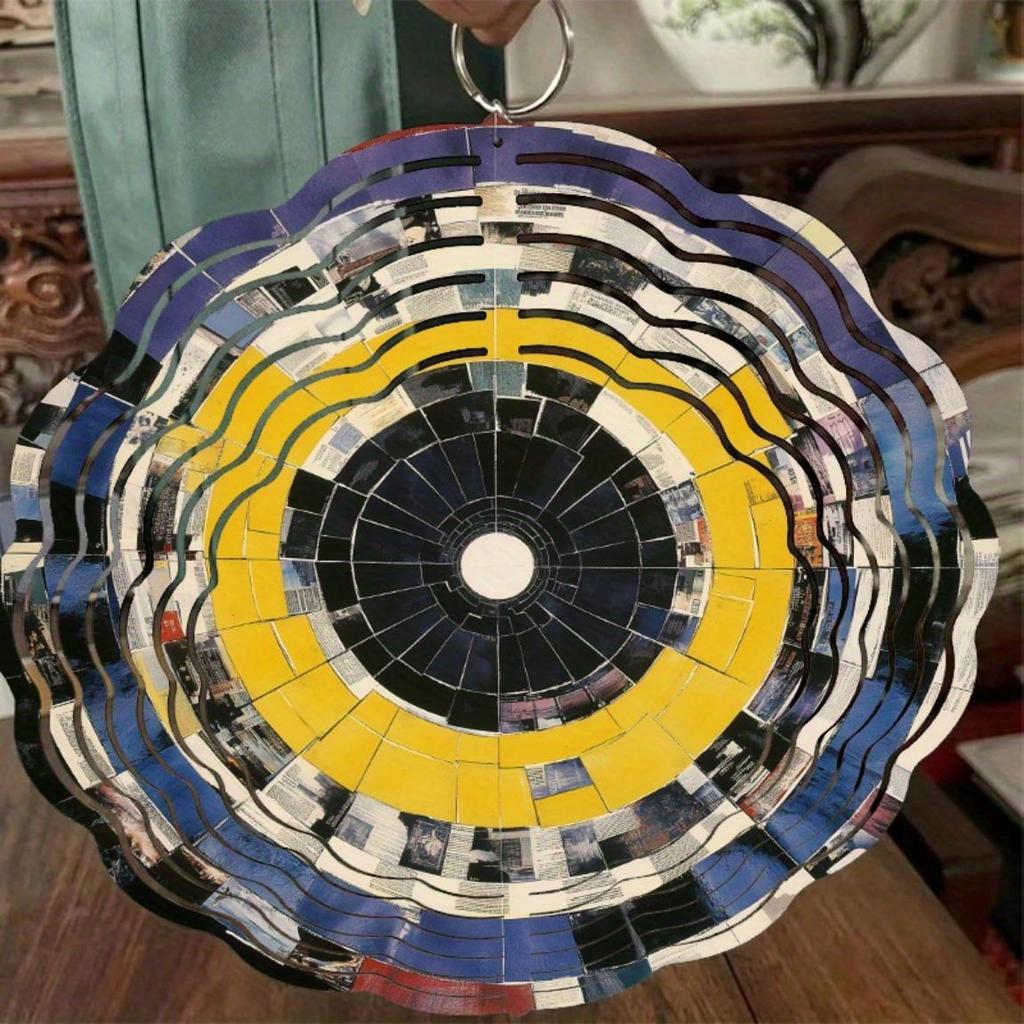 10 Inch Hanging Metal Wind Spinner Outdoor Wind Chime for Patio Garden Balcony Decor with 360 Rotating Hook Artistic Gift Idea