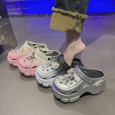 Женские летние сандалии EVA Crystal Love со съемным закрытым носком — толстые, нескользящие, с мягкой подошвой, идеально подходят для пляжа.