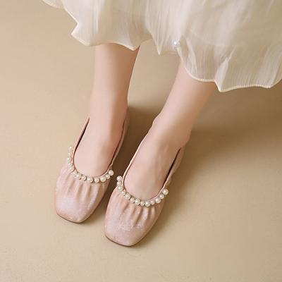 Туфли женские на плоской подошве мягкие кристаллы повседневные женские кроссовки с коротким носком без застежки квадратный носок платье лодочка стразы большой размер лето