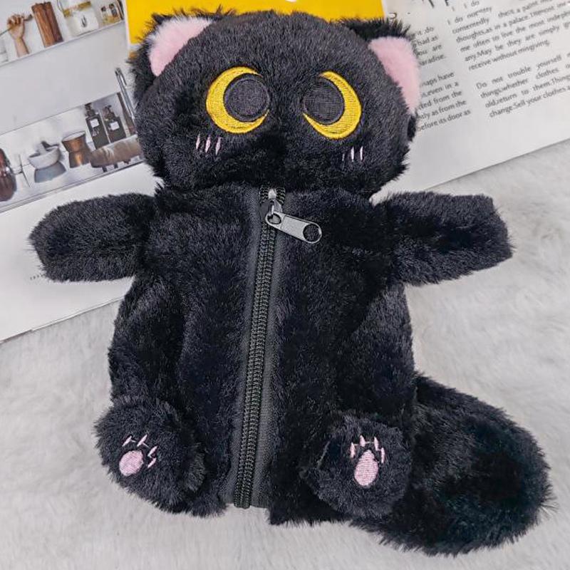 Мультяшный плюшевый пенал с изображением кота, большая вместительная сумка для хранения канцелярских принадлежностей, модная сумка для ручек, милая мягкая игрушка в виде кота, сумка для карандашей, подарки