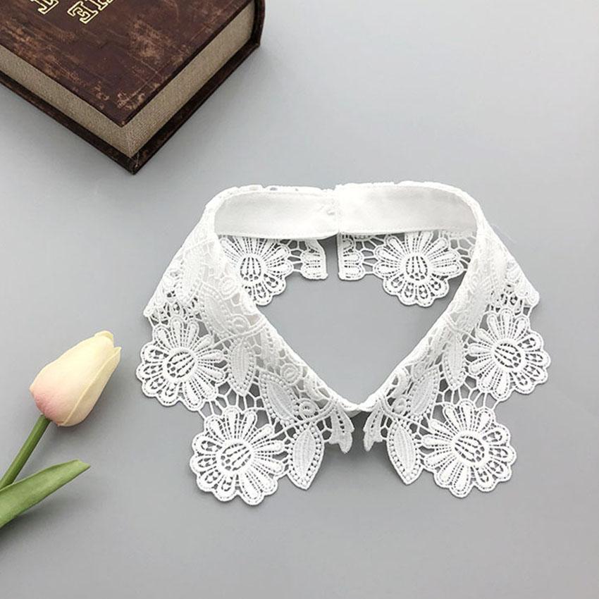 Белая черная рубашка с искусственным воротником для женщин, кружевной ажурный съемный воротник, ромбовидный лацкан, рубашка, блузка, топ, ожерелье, аксессуары для одежды