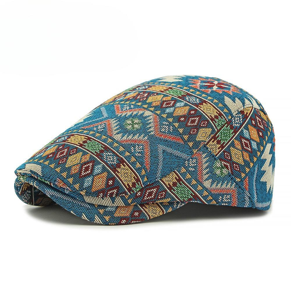Unisex Retro Ethnic Jacquard Beret Hat British Style Flat Cap Men Women Newsboy Cap Spring Autumn Winter Casual Peaked Hat