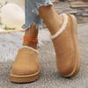 Snow Boots for Women Winter New Cashmere Warm Thick Soles Without Heel-covered Hair Half Slipper Cotton Shoes for Women Boot