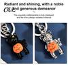 Handbag Decorative Accessory Halloween Cat Holding Pumpkin Keychain, Metal Car Key Party Favor Ring Holder, Backpack Hanging Keychain