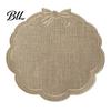 Anti-oil Stain Placemat with Petal Shape And Bow Embroidery Table Mat Round Afternoon Tea Heat Insulation Non-Slip Oil Resistant for Dining