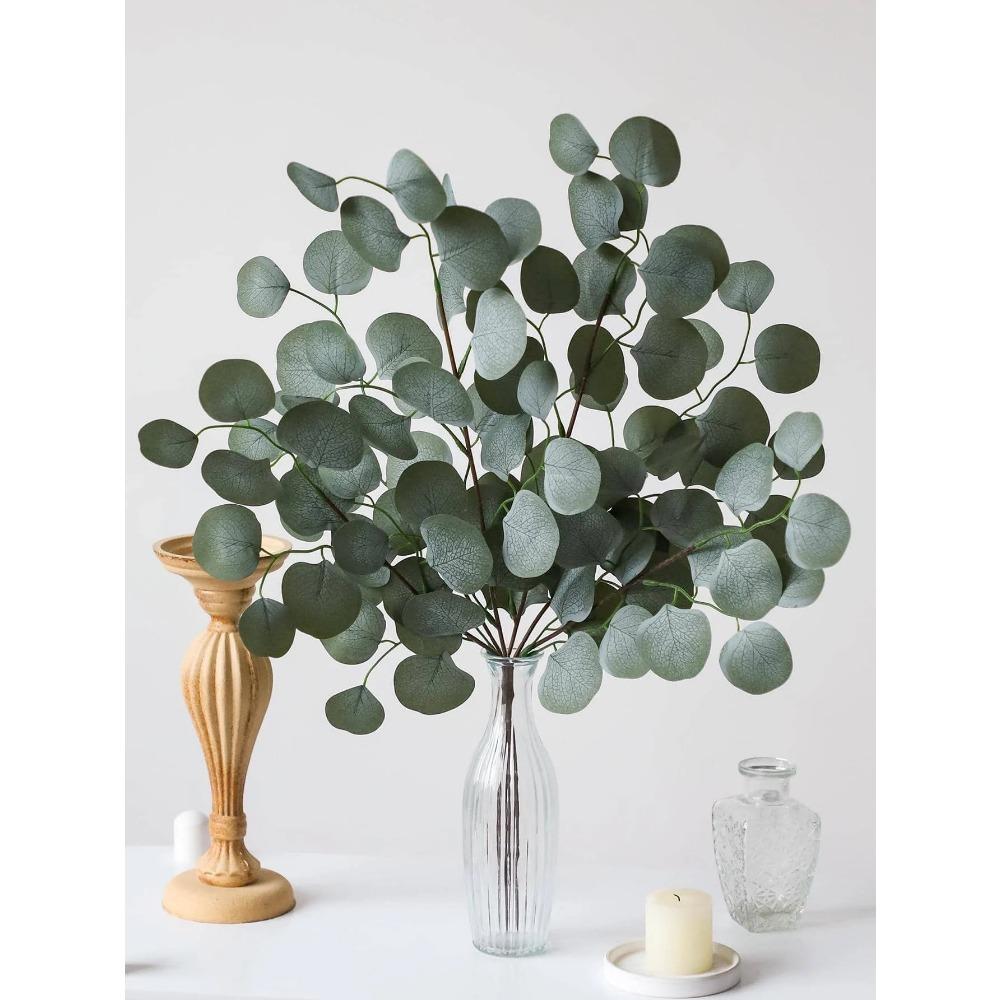 1pc Artificial Silver Dollar Eucalyptus Branches Green Faux Greenery Plants for Wedding Bouquets Holiday Decor Desk Garden Decor