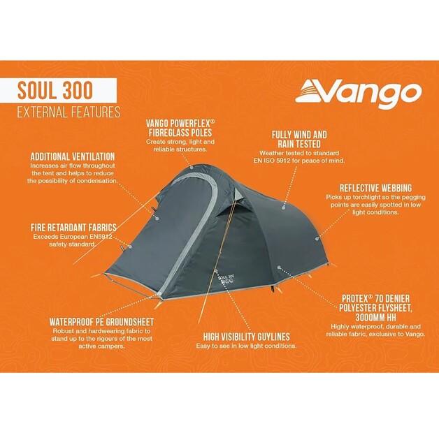 Палатка треккинговая Vango Soul 300 3-местная зеленая перидот