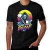 Death Before Decaf Gym Reaper Retro Neon Synthwave 80s 90s Tshirt All Weather Casual Short Sleeve Tshirt