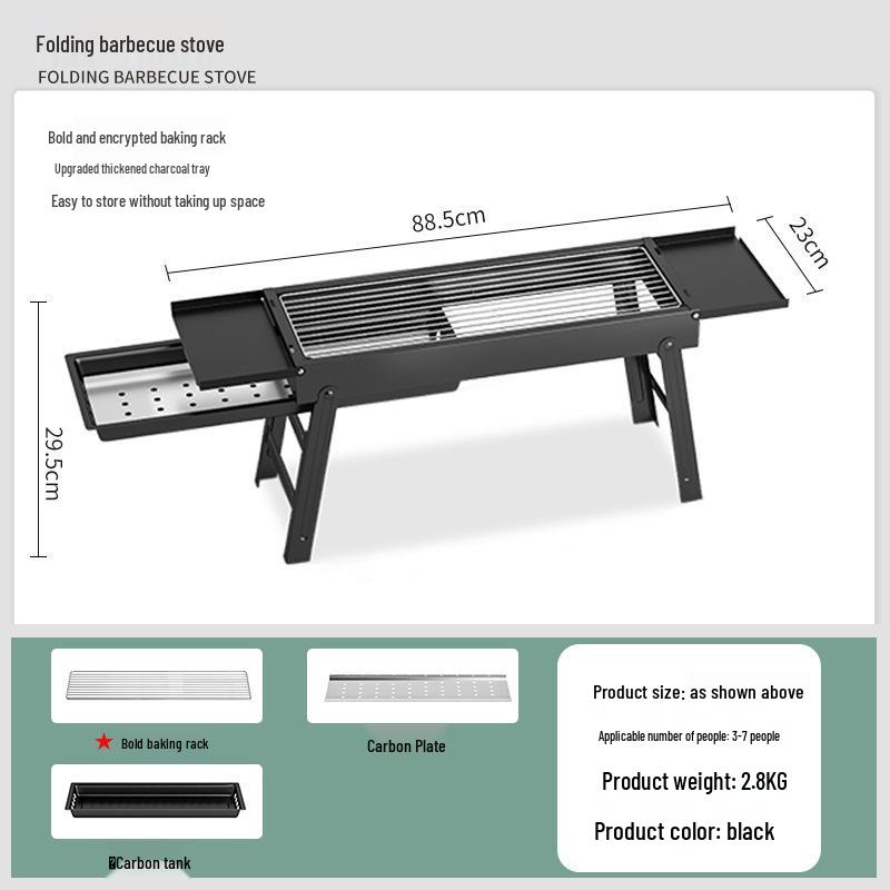 Folding Portable Stainless Steel Charcoal Grill Oven for Outdoor Use