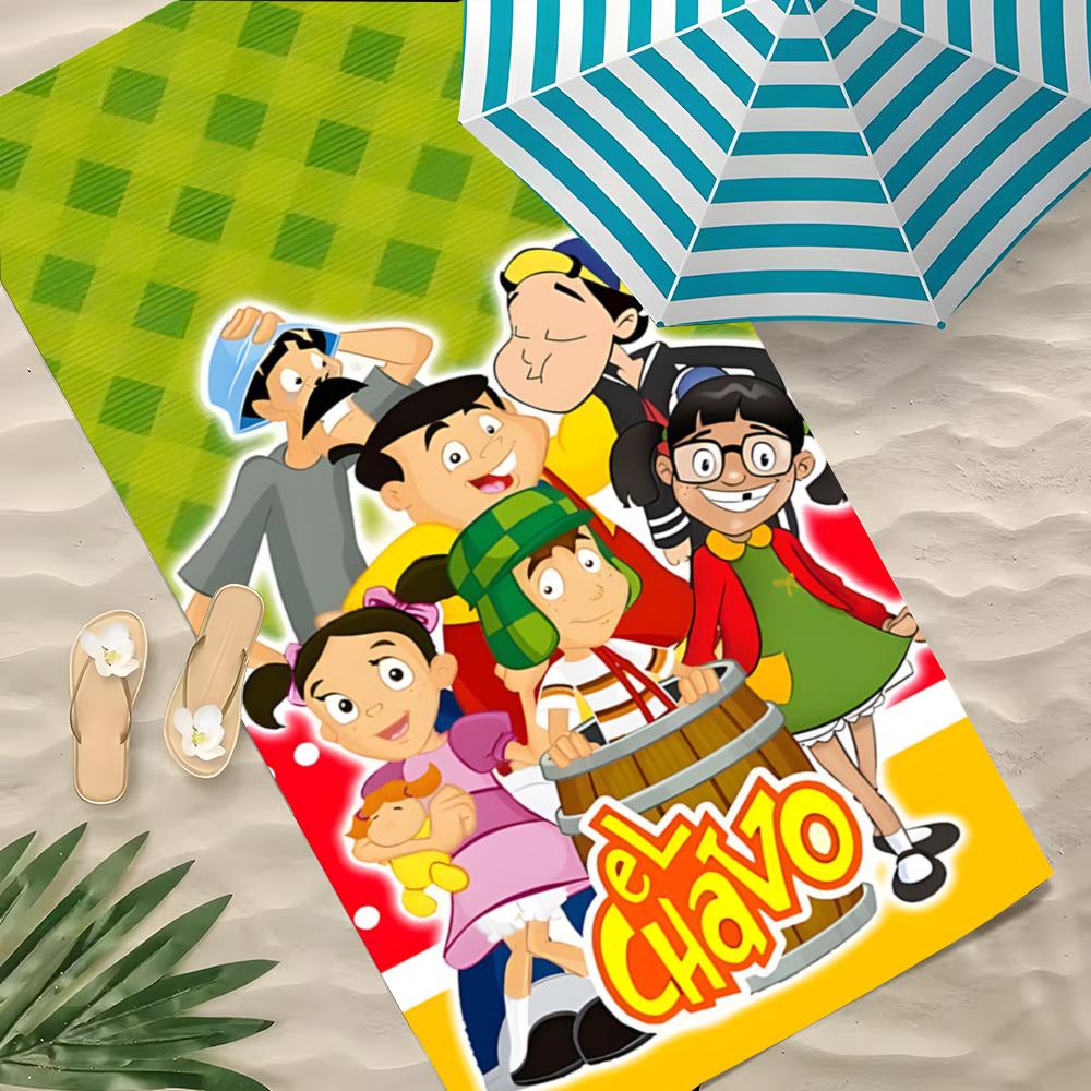 E-El Chavo Del Ocho Полотенце Полиэстер Пляжное Полотенце Быстросохнущее Не Прилипает Песок Банное Полотенце Для Лета Бассейна Путешествий Отпуска