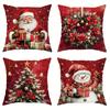 Christmas Pillow Cover, Skin-Friendly, Santa Snowman Wreath Pattern, Holiday Sofa Decor