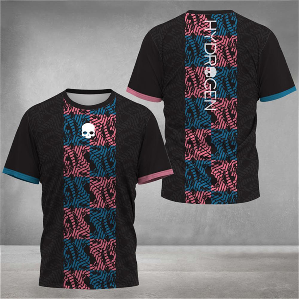 Летняя теннисная 3D-печатная мужская футболка, модные полосатые футболки с коротким рукавом и круглым вырезом, дышащие быстросохнущие спортивные топы