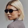1 пара модных черных круглых женских очков - Устойчивые к УФ-излучению градиентные линзы Глянцевая пластиковая оправа Идеально подходит для повседневной носки