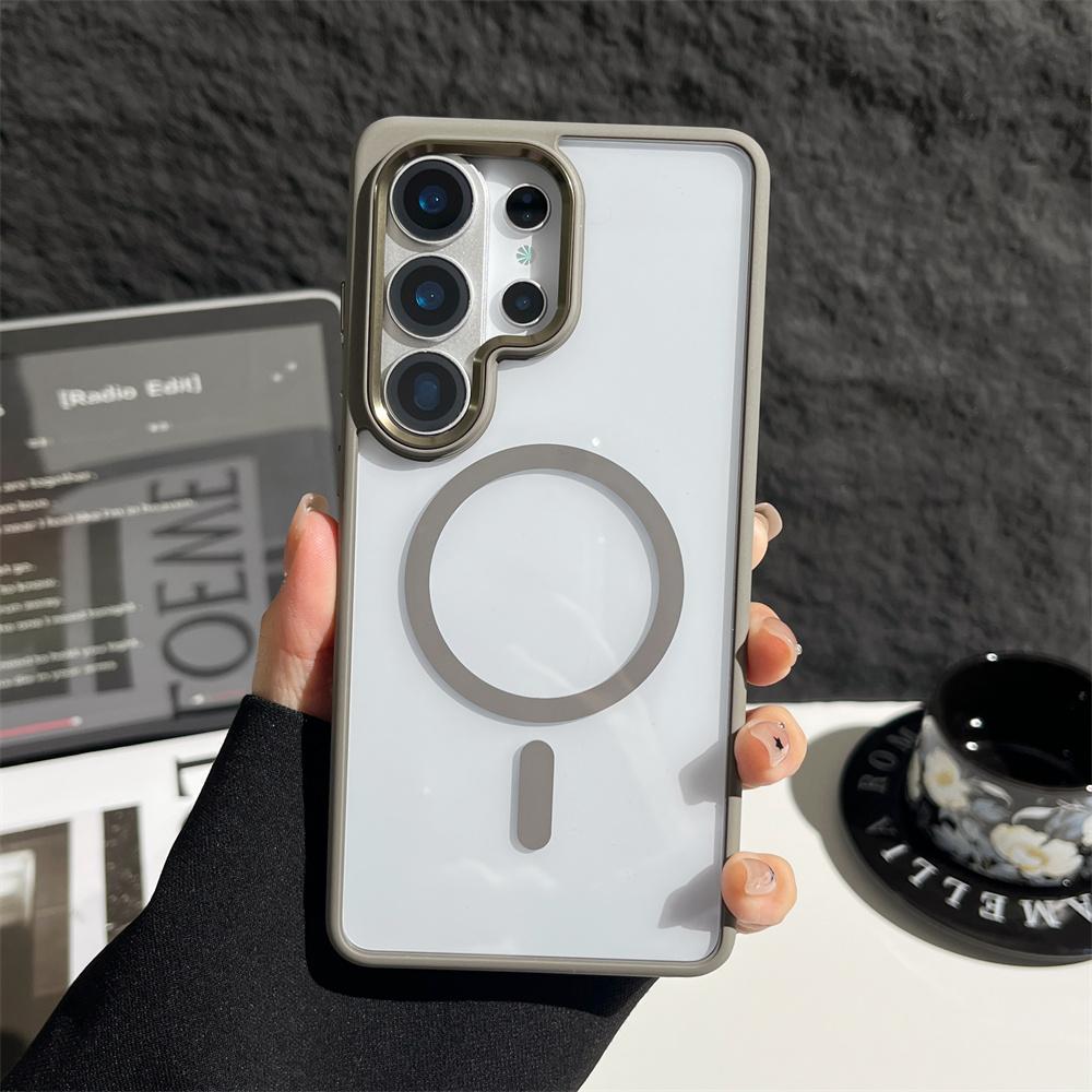 Роскошный прозрачный магнитный чехол для телефона Samsung S26 S25 S24 Plus Ultra Для Magsafe Беспроводная зарядка Ударопрочная задняя крышка