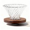 FGIUKC V60 Coffee Dripper 02, Heat-Resistant Glass with Wooden Holder, Conical Coffee Dripper, 1-4 Cups, Removable, Ideal for Camping, Outdoor