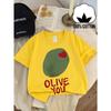 Европейские размеры Футболка для мальчиков Olive You с принтом-сердечком, Мягкая и удобная, Повседневный топ, Подходит для дома, улицы, Удобная, Дышащая