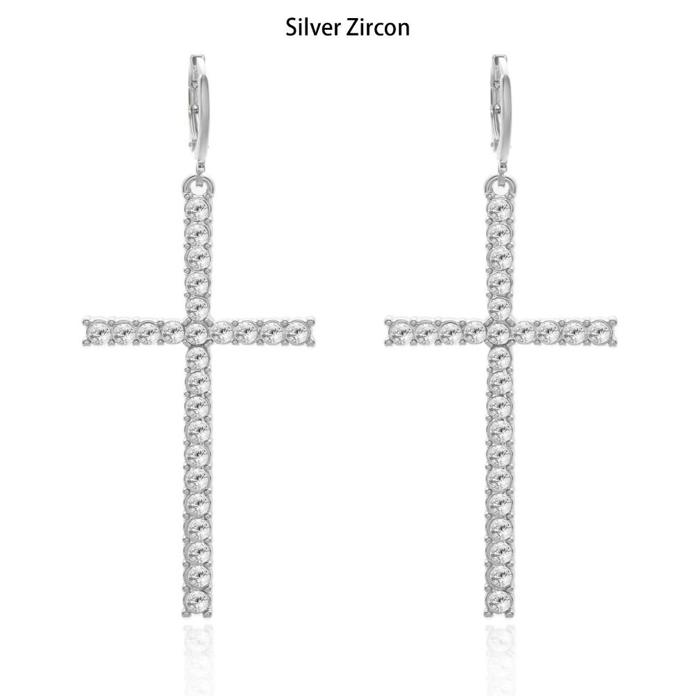 Zircon Crystal Cross Earrings Gothic Ear Accessory Personalized Crucifix Dangle Earring Gift