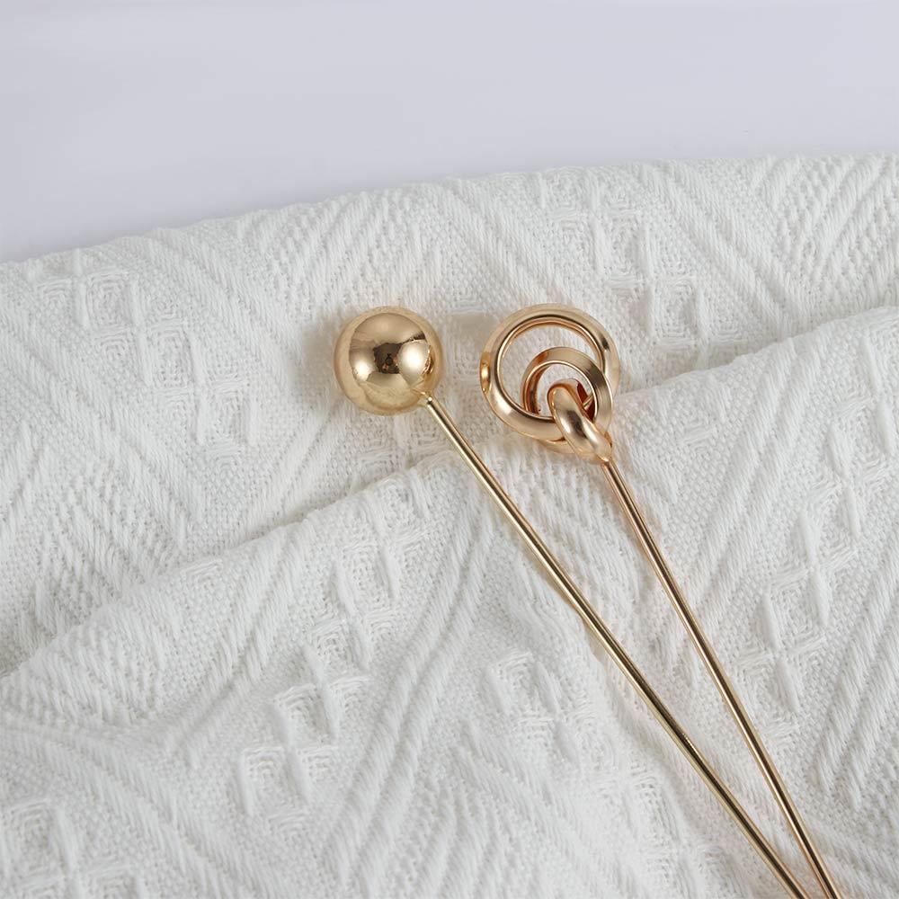 Round Ball Temperament Gold Color Simple Hair Accessories Metal Hairpins Hair Sticks Hair Fork
