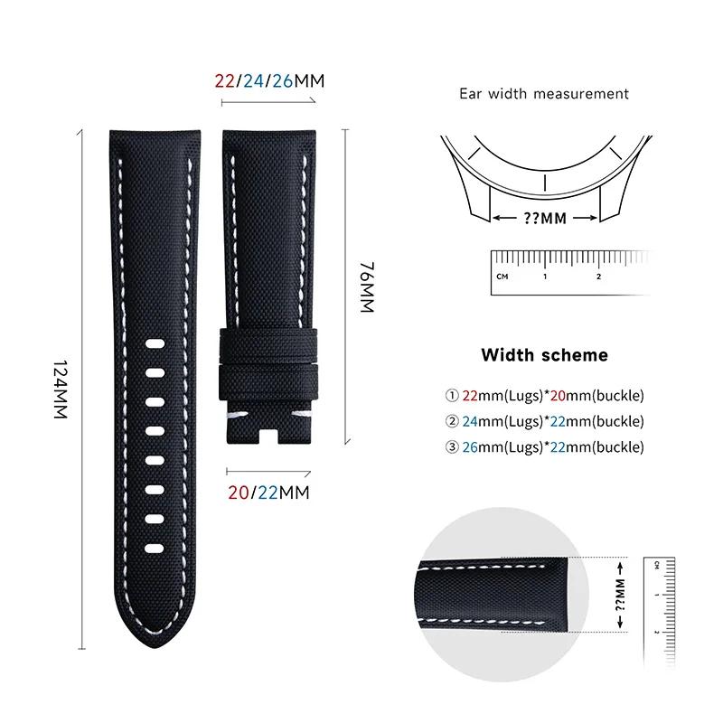 22MM 24MM 26MM Холщовый Нейлоновый Ремешок для Часов Мужской Браслет Для Panerai Ремешок PAM Серии Аксессуары для Часов Для Hamilton Diesel